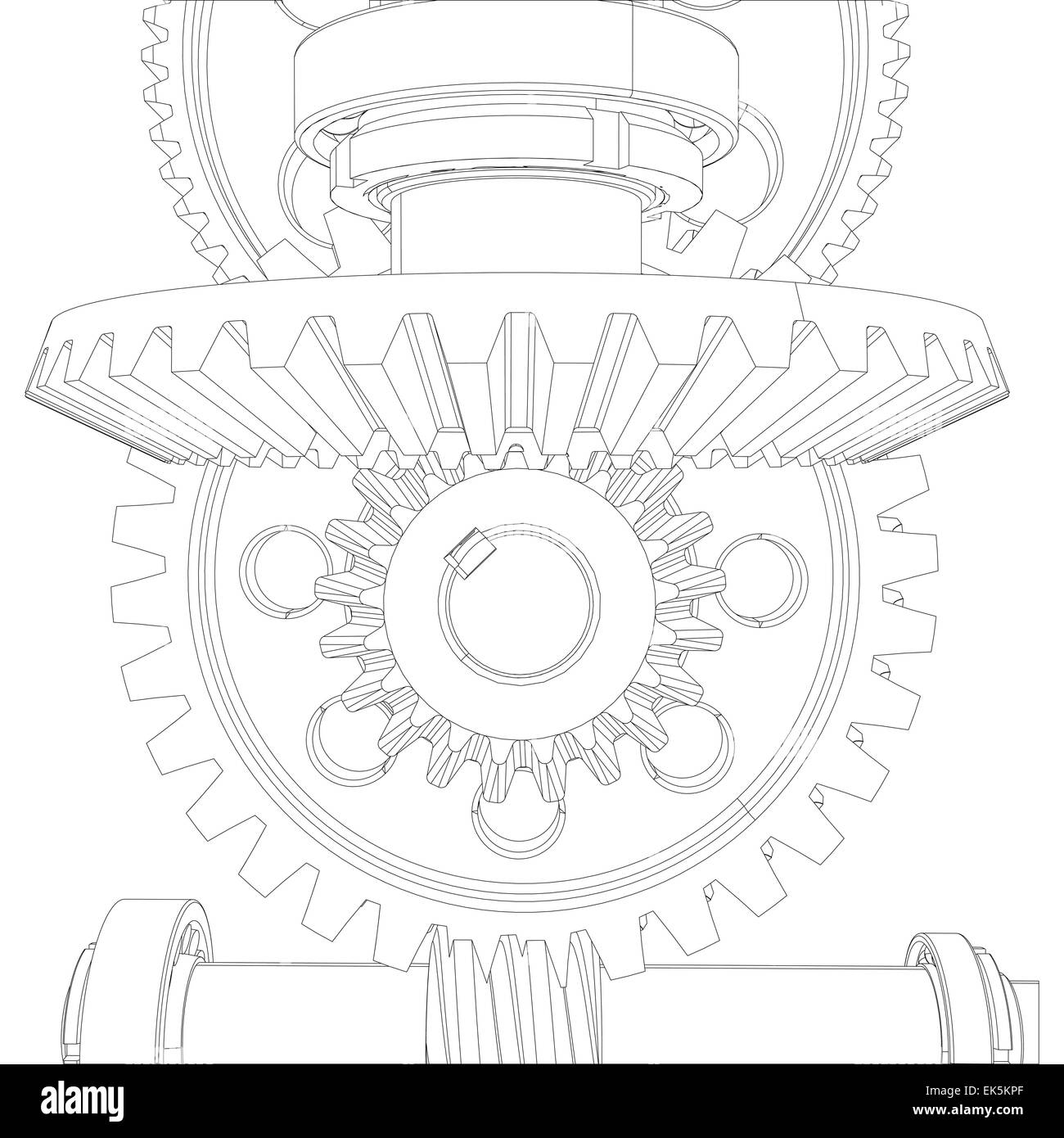 Gears with bearings and shafts. Closeup. Vector Stock Photo Alamy