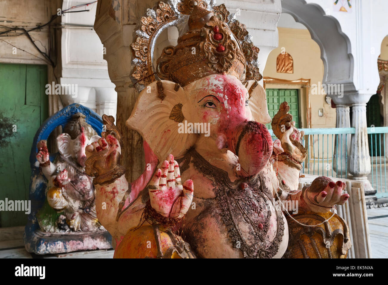 India, Rajasthan, Jaipur, hindu God statues in one of the many temples