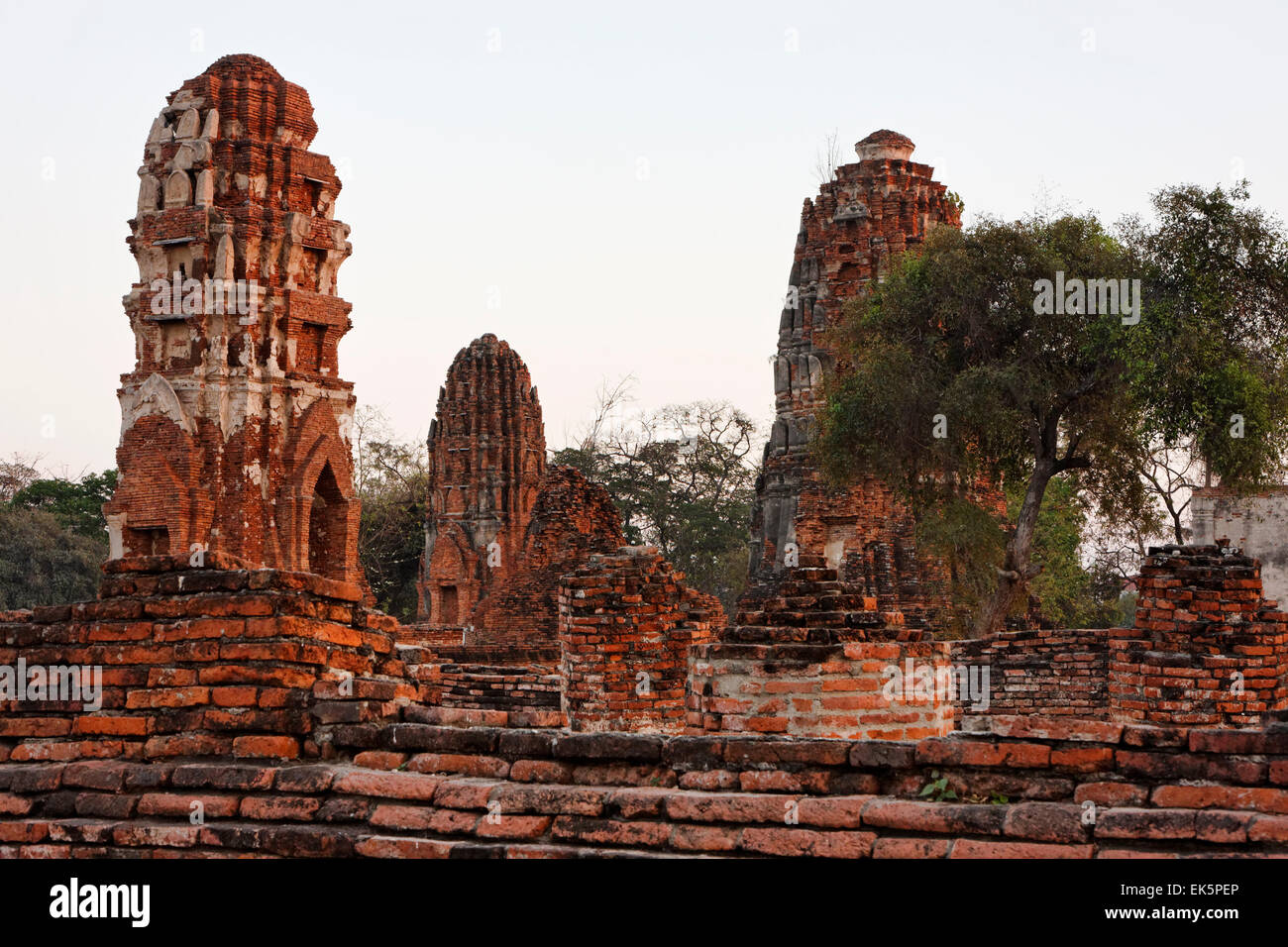 THAILAND, Ayutthaya, the ruins of the city's ancient temples at sunset ...