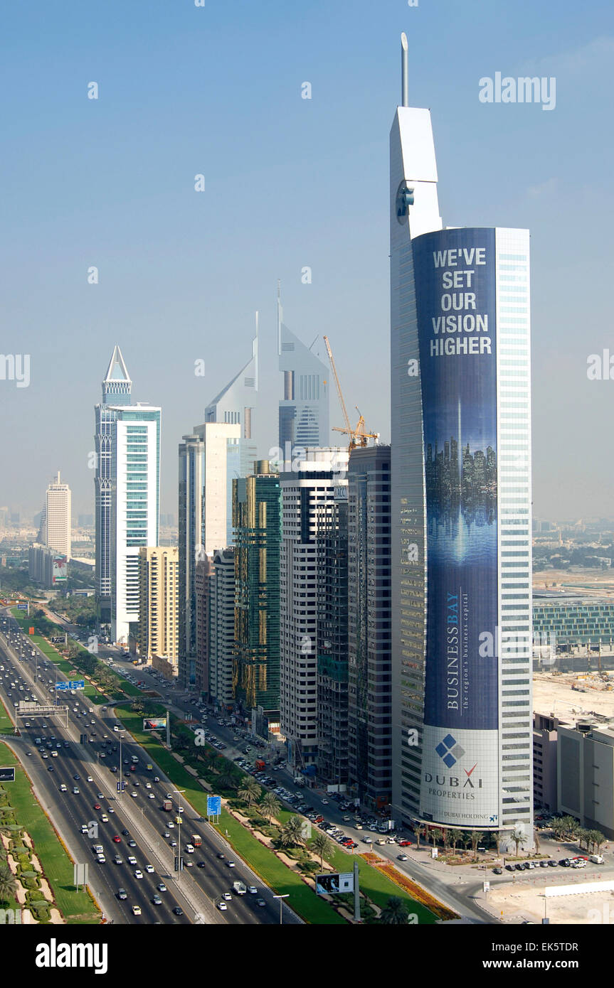 dubai sheik zayed road skyscraper Stock Photo