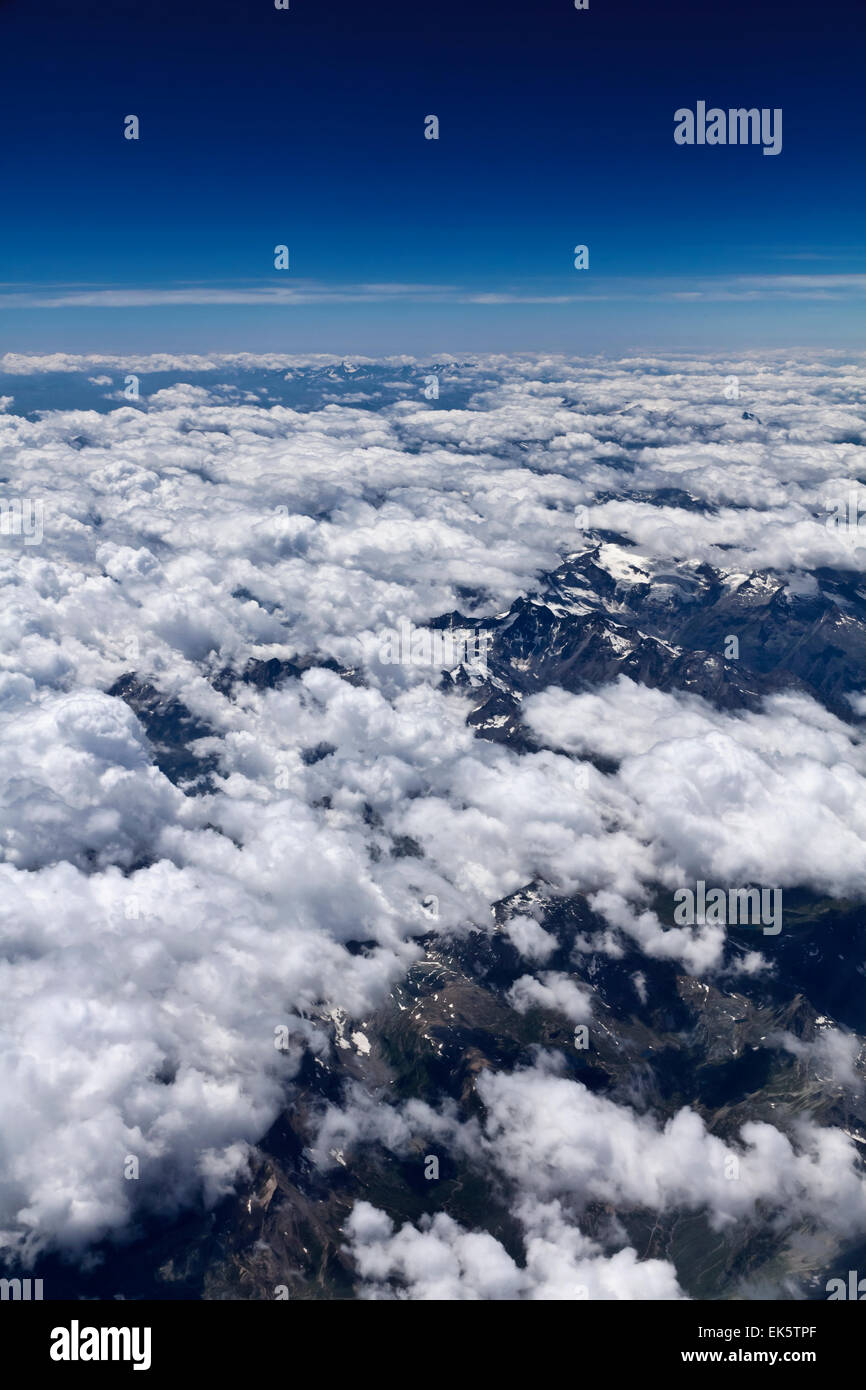 Italy, aerial view of the italian Alps and the Mont Blanc Stock Photo ...