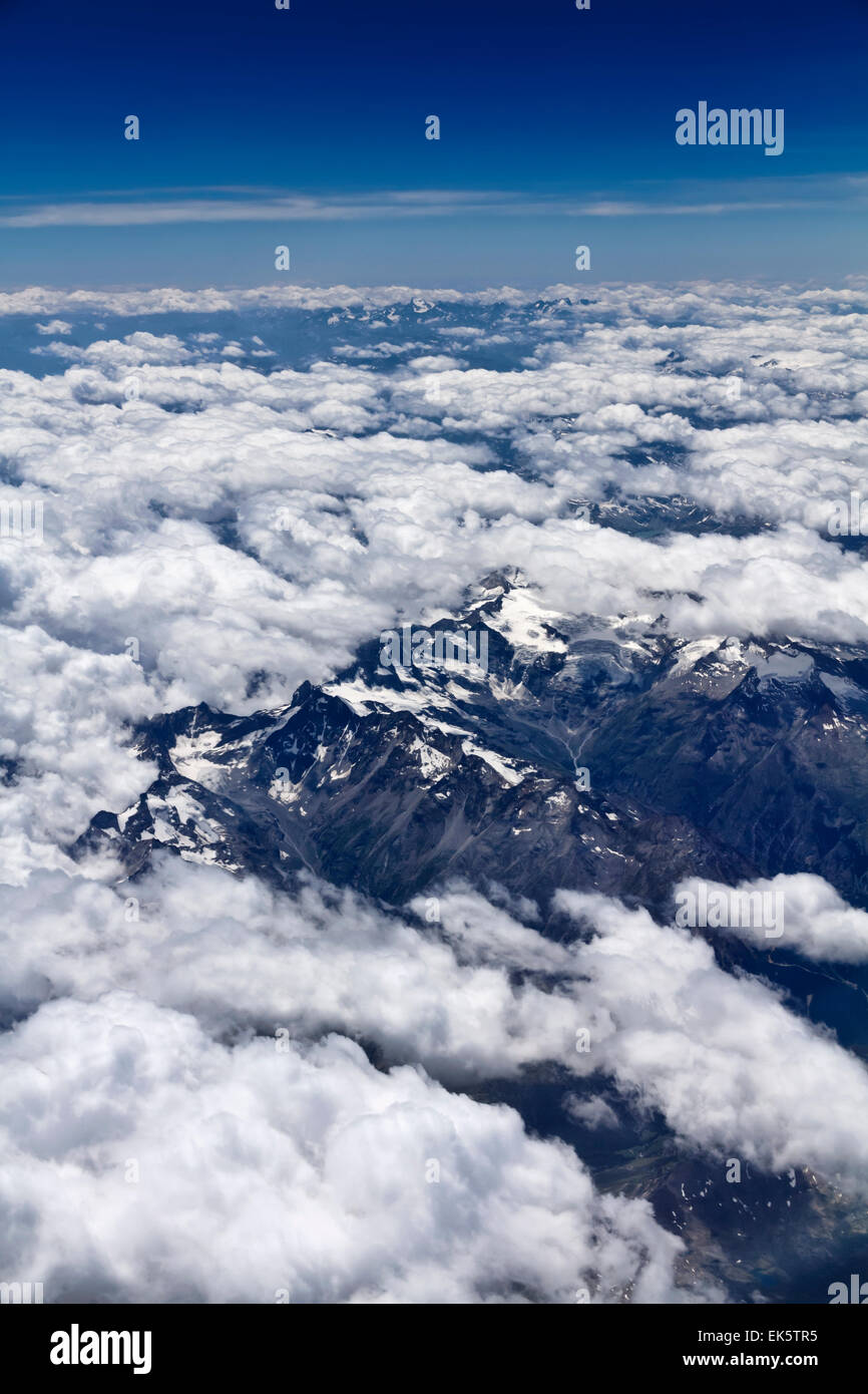 Italy, aerial view of the italian Alps and the Mont Blanc Stock Photo ...