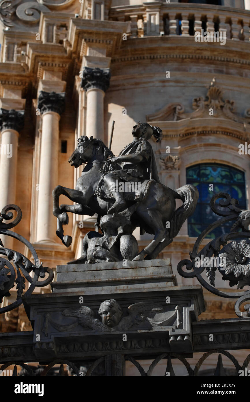 Italy, Sicily, Ragusa Ibla, St. George Cathedral, St. George iron ...