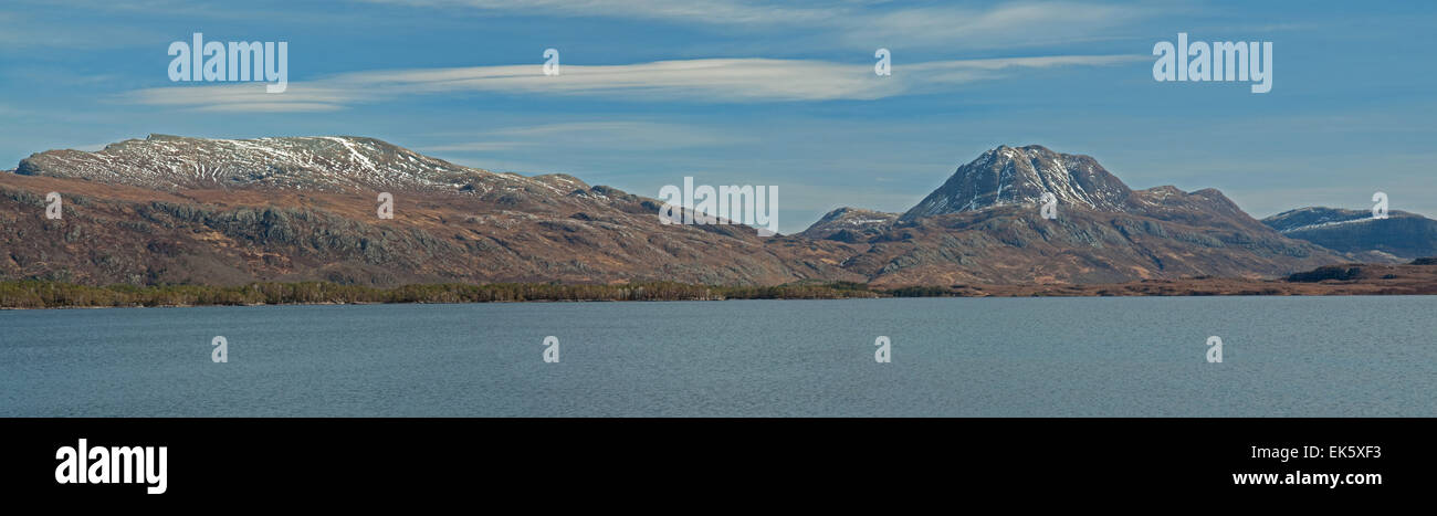 Loch Maree looking towards Slioch Panoramic Stock Photo