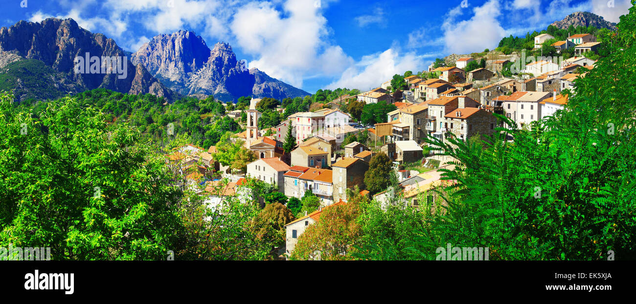 Evisa - beautiful mountain village in Corsica Stock Photo
