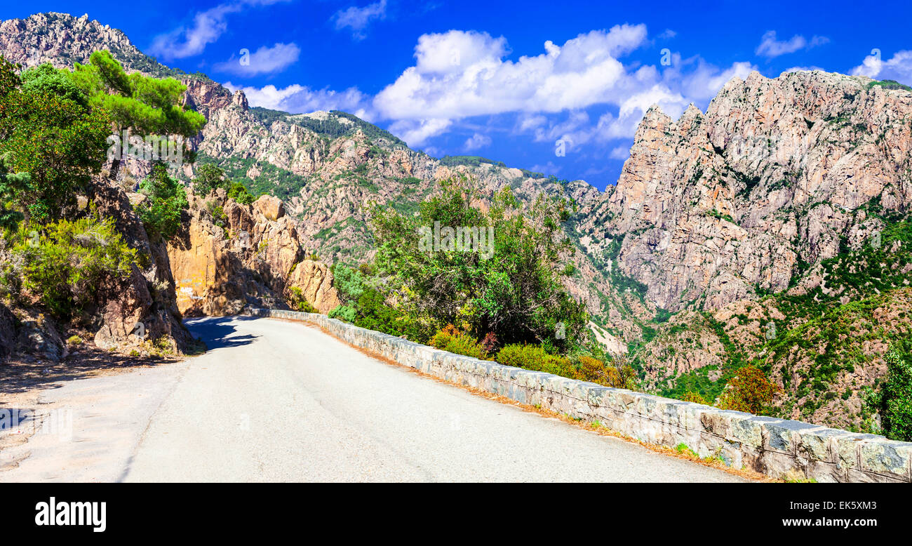 Scenic road of Corsica,France. Stock Photo