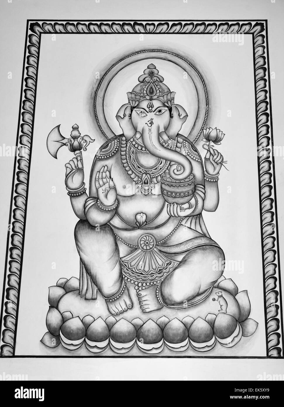 How to Draw God Ganesha with simple lines | Drawing of Ganesh ji - YouTube