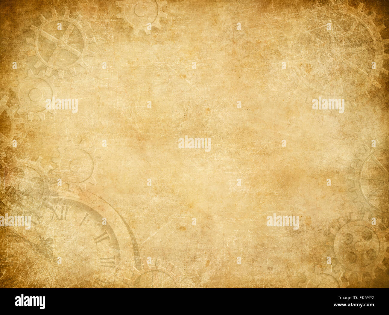 Gears and cogs worn paper background Stock Photo Alamy