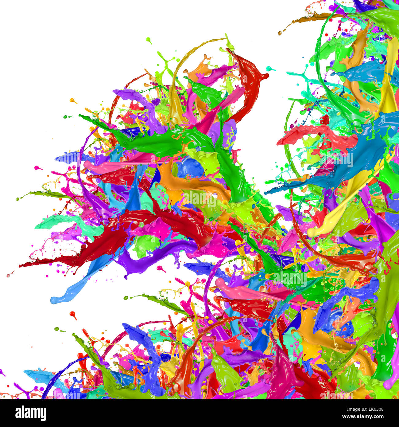 Colored splashes in abstract shape on white background Stock Photo - Alamy