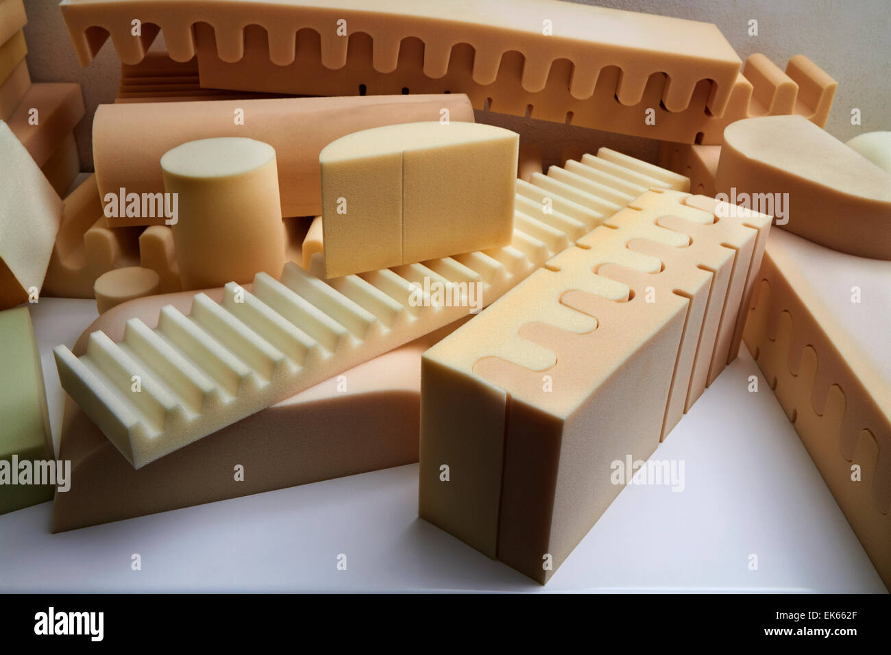 Italy, foam rubber shapes in a foam rubber factory Stock Photo