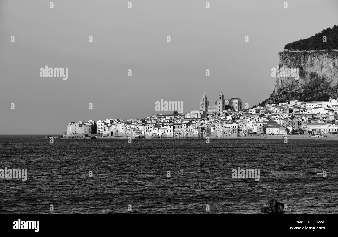 Italy, Sicily, Cefal, view of the town at sunset Stock Photo