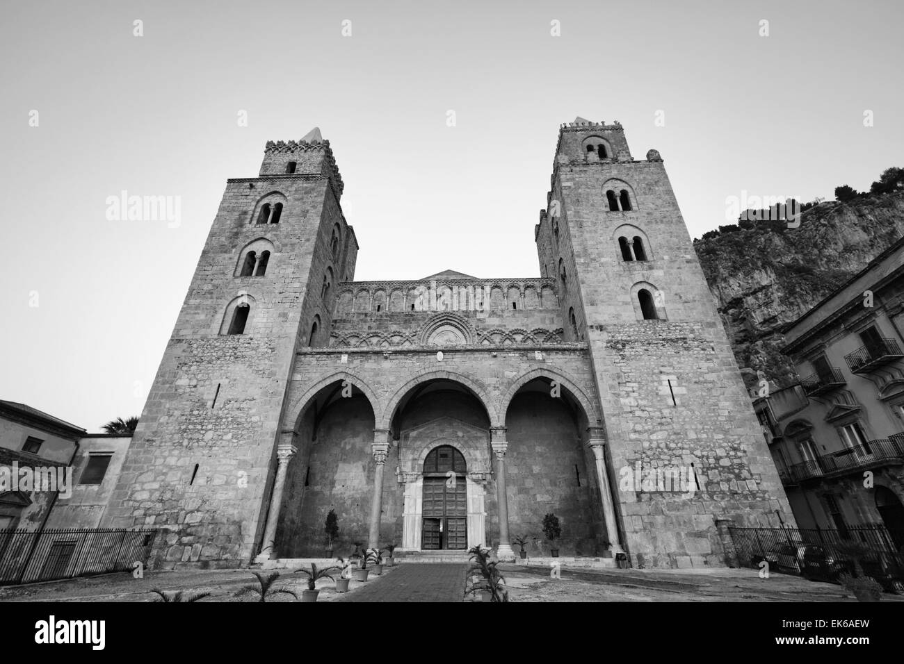 Italy, Sicily, Cefal, view of the Cathedral (Duomo) at sunset Stock Photo