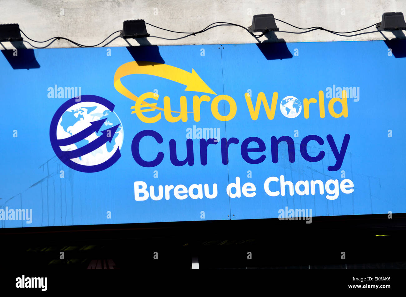 London, England, UK. Euroworld Currency Bureau de Change Stock Photo