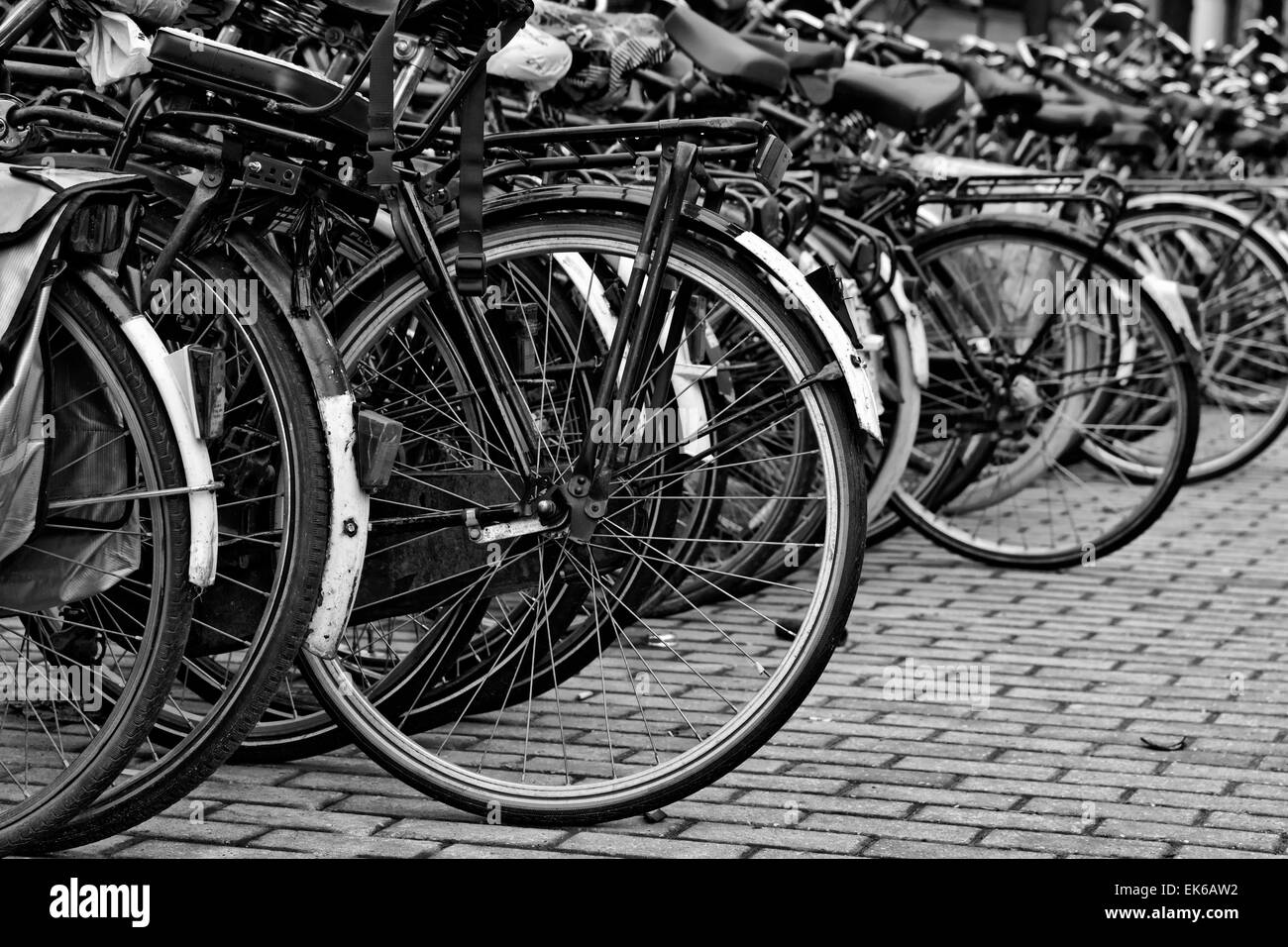 Holland, Amsterdam, bicycles parking near the Central Station Stock