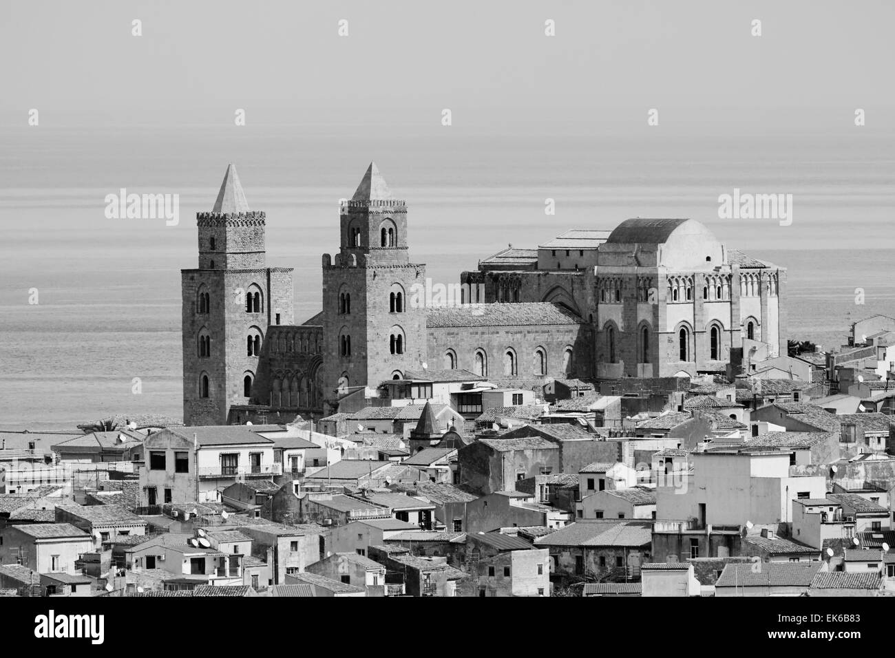Italy, Sicily, Cefalu', view of the town and the Cathedral (Duomo) Stock Photo