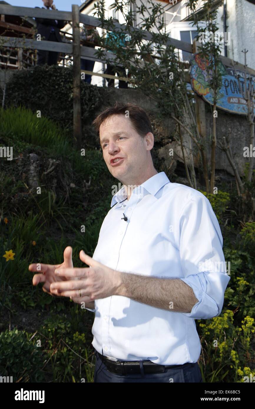 Newtown, UK. 7th April, 2015. Deputy Prime Minister & Leader of the Lib Dems, Nick Clegg, at Ponthafren Mental Health charity during his visit to Newtown in the Montgomeryshire Constituency as a part of his campaign for votes in the forthcoming General Election, UK. Credit:  Jon Freeman/Alamy Live News Stock Photo
