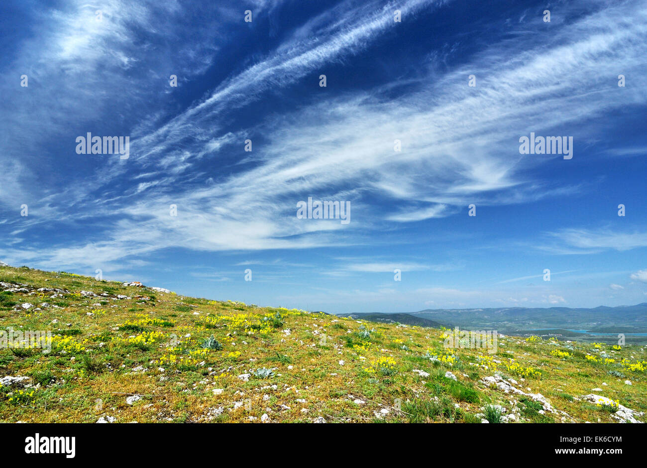 Beautiful summer sunny day with clouds. Crimea mountains. Ukraine Stock Photo