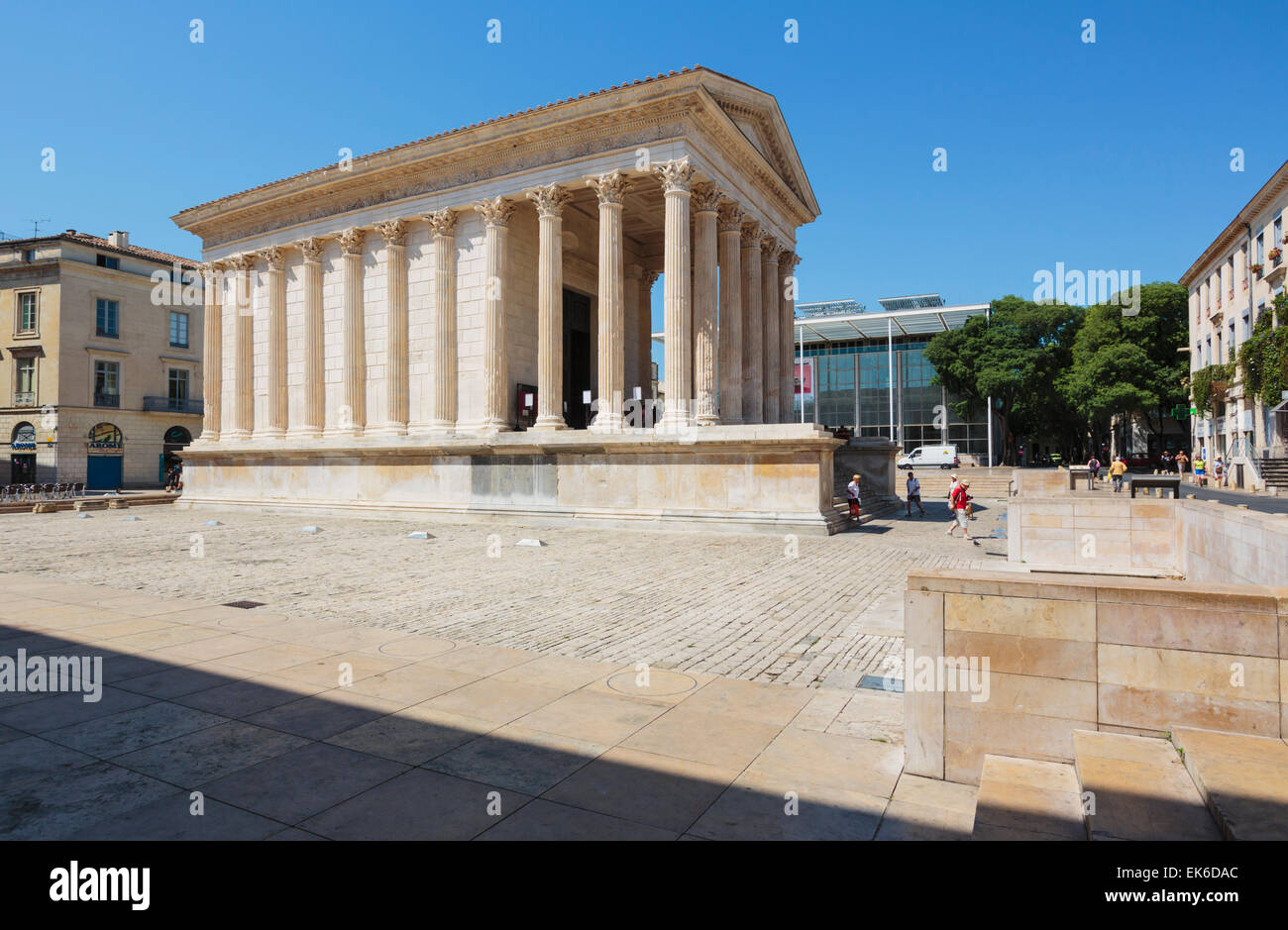 Nimes, Gard Department, Languedoc-Roussillon, France. The first century BC Roman temple known as Maison Carree. Stock Photo