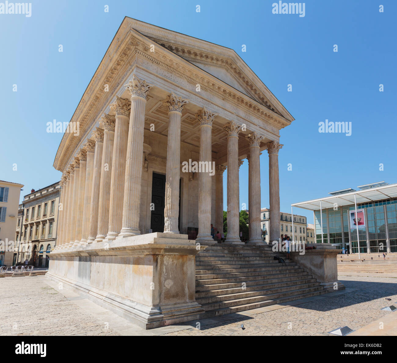 Nimes, Gard Department, Languedoc-Roussillon, France. The first century BC Roman temple known as Maison Carree. Stock Photo