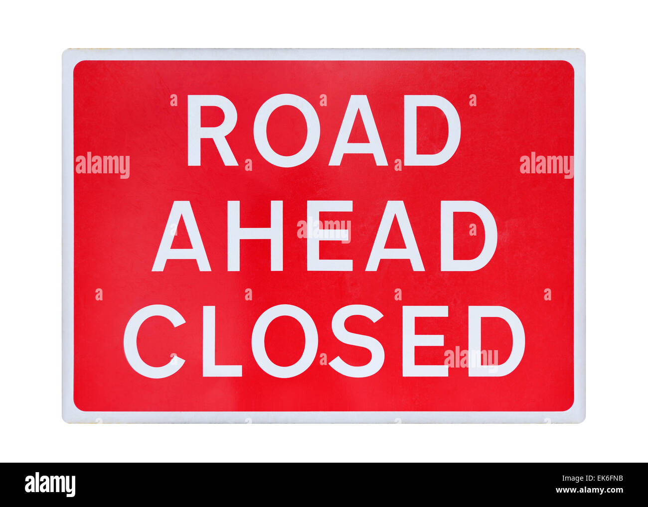 Road Ahead Closed Sign, Cut Out. Stock Photo