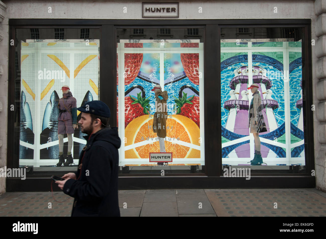 Hunter shop window display in Regent Street, London Stock Photo Alamy