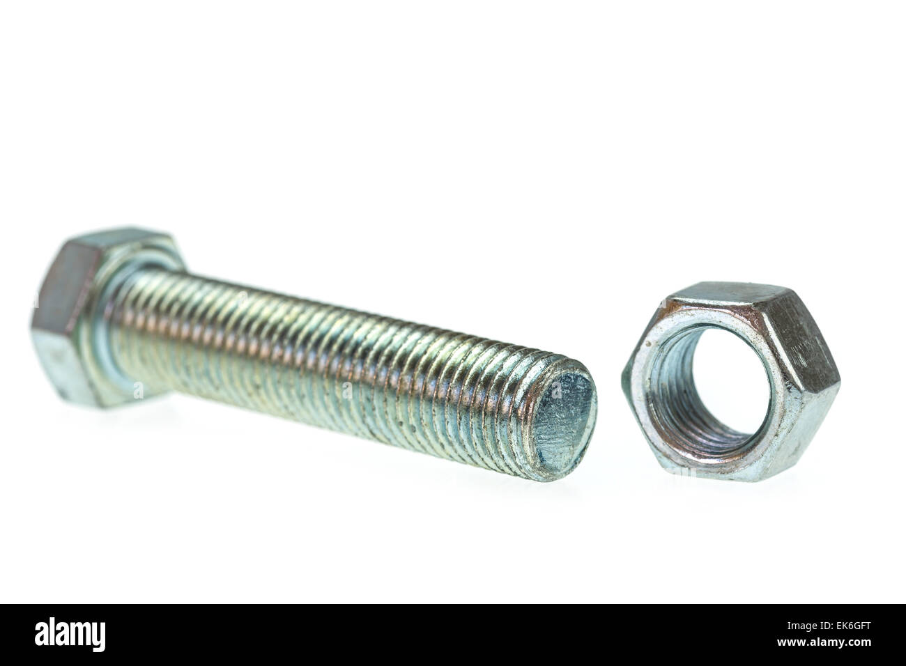 Bolt and nut isolated on white background Stock Photo - Alamy