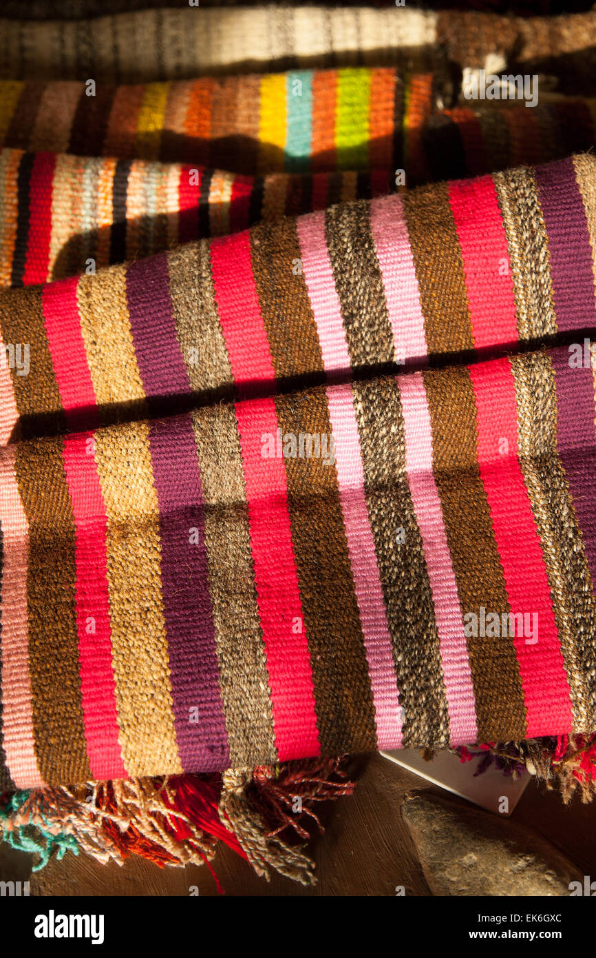 Woven textiles from Oman.  Traditional weaving 'sidu' was from goat's and sheep wool Stock Photo