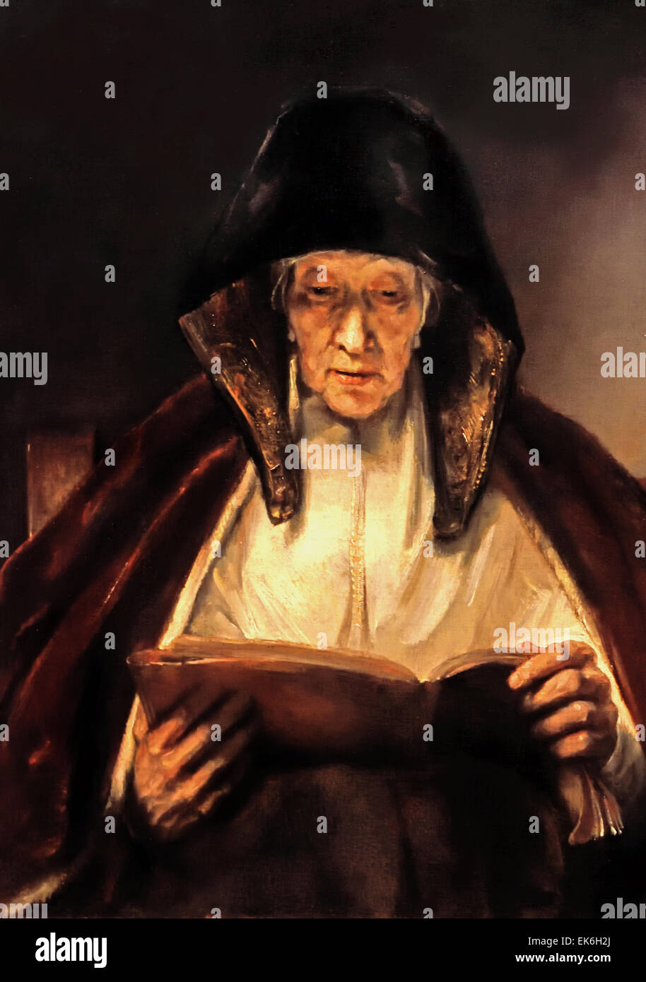 Rembrandt an old woman reading hi-res stock photography and images - Alamy