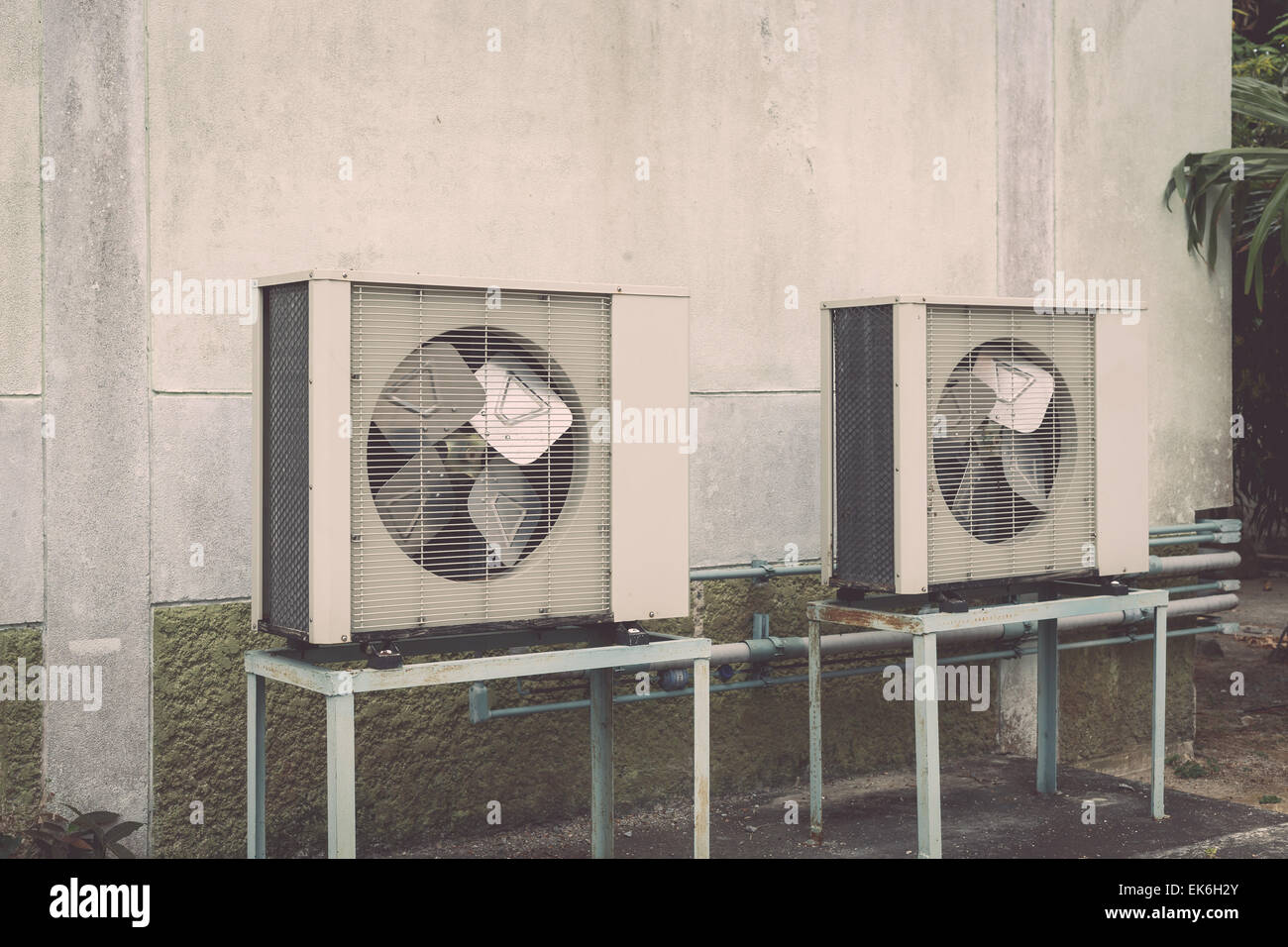 Air conditioning compressor near the wall Stock Photo - Alamy