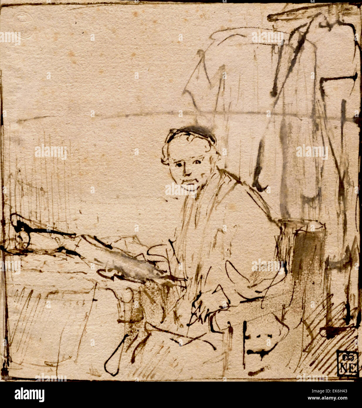 Sketch for the portrait of Lieven Willemsz van Coppenol 1658 Rembrandt Harmenszoon van Rijn1606