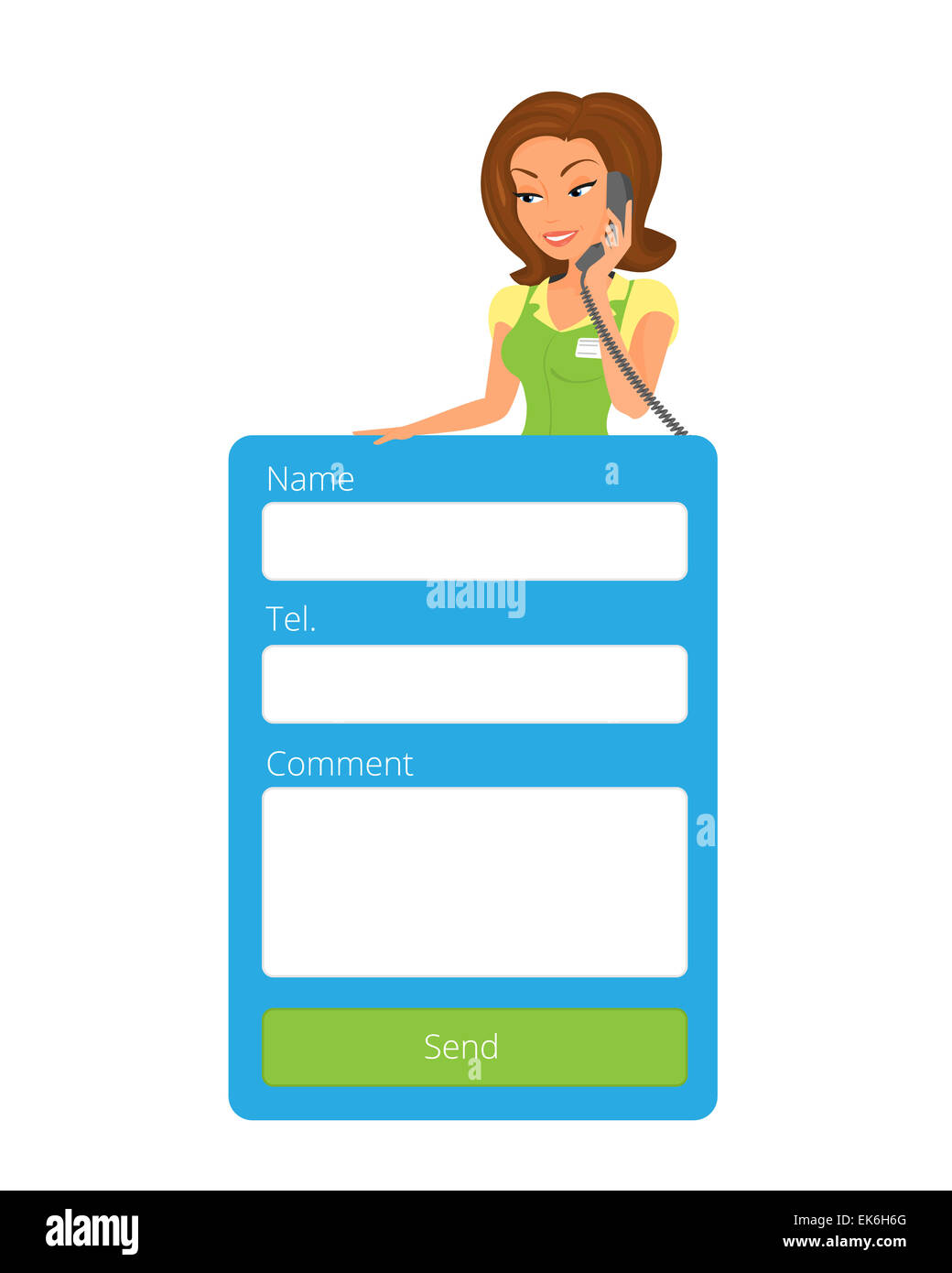 Feedback form for website with female receptionist Stock Photo