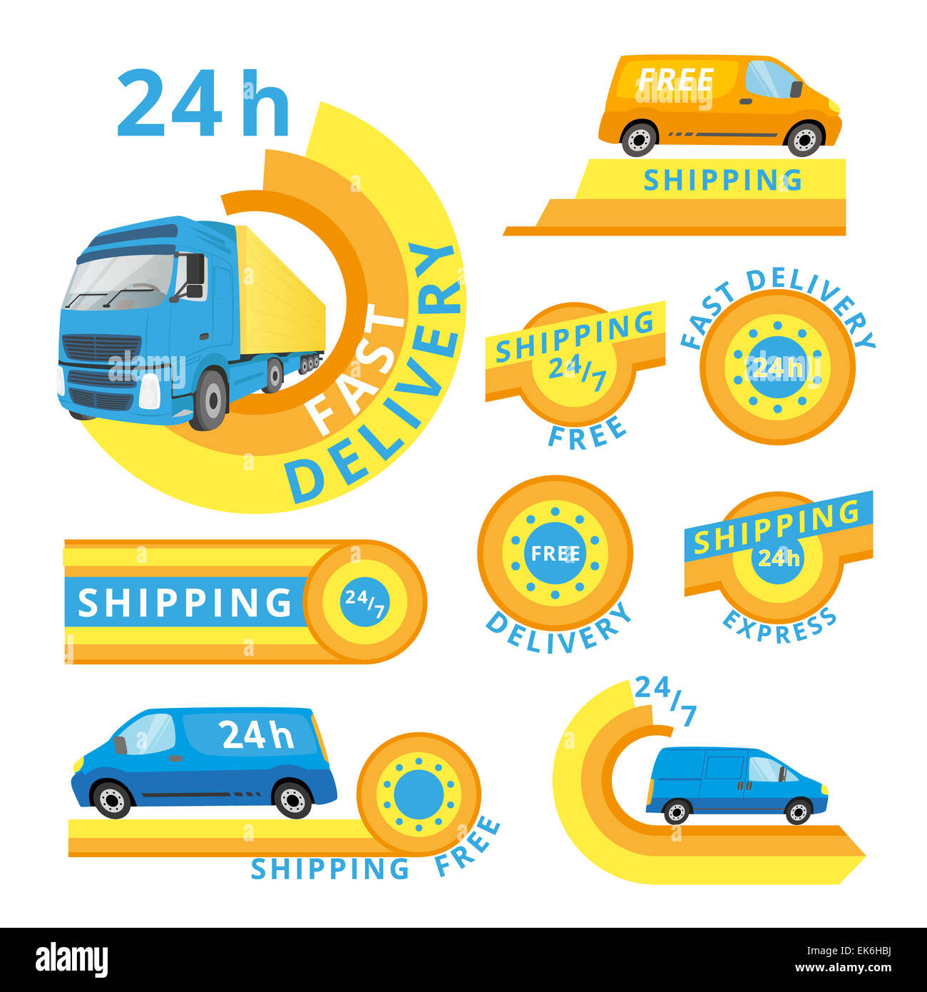 Delivery car set Stock Photo Alamy