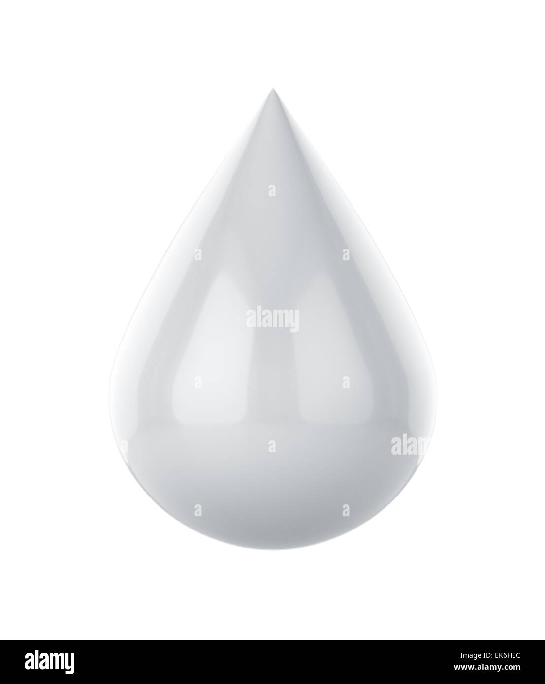 3d rendering of white paint drop isolated on white background Stock