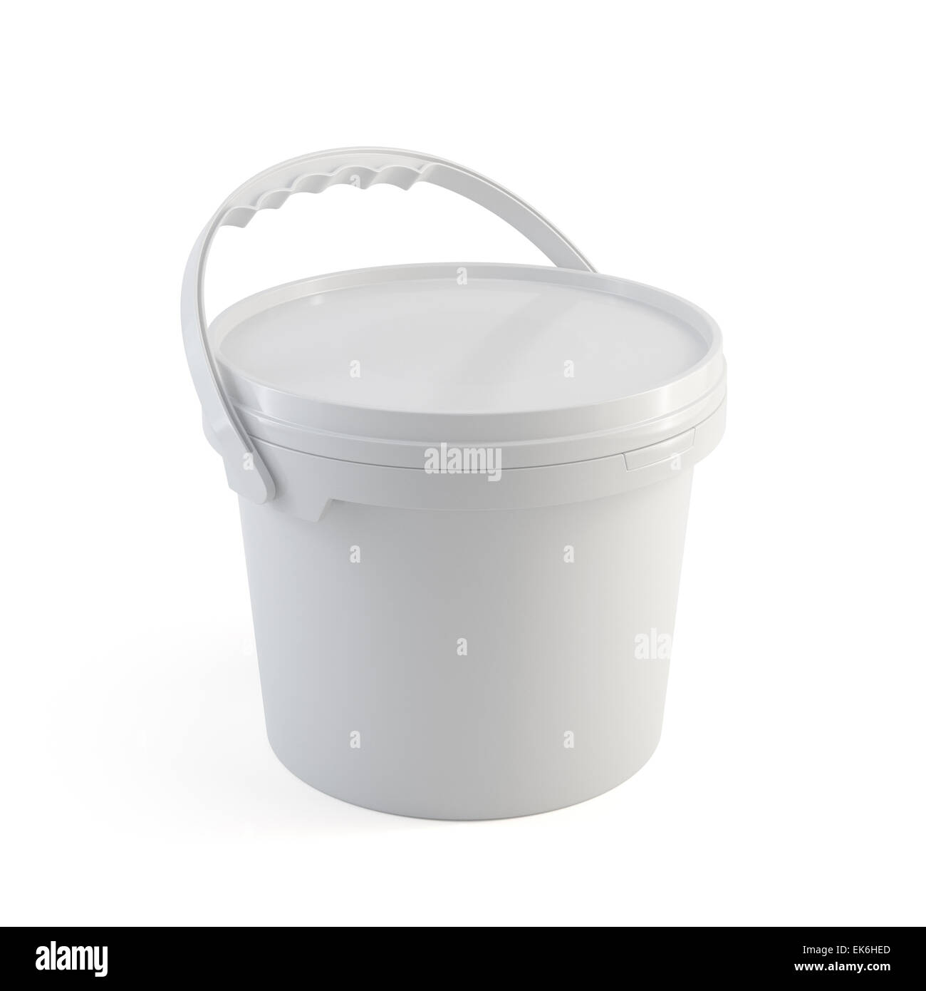3d rendering of white closed paint plastic bucket container with
