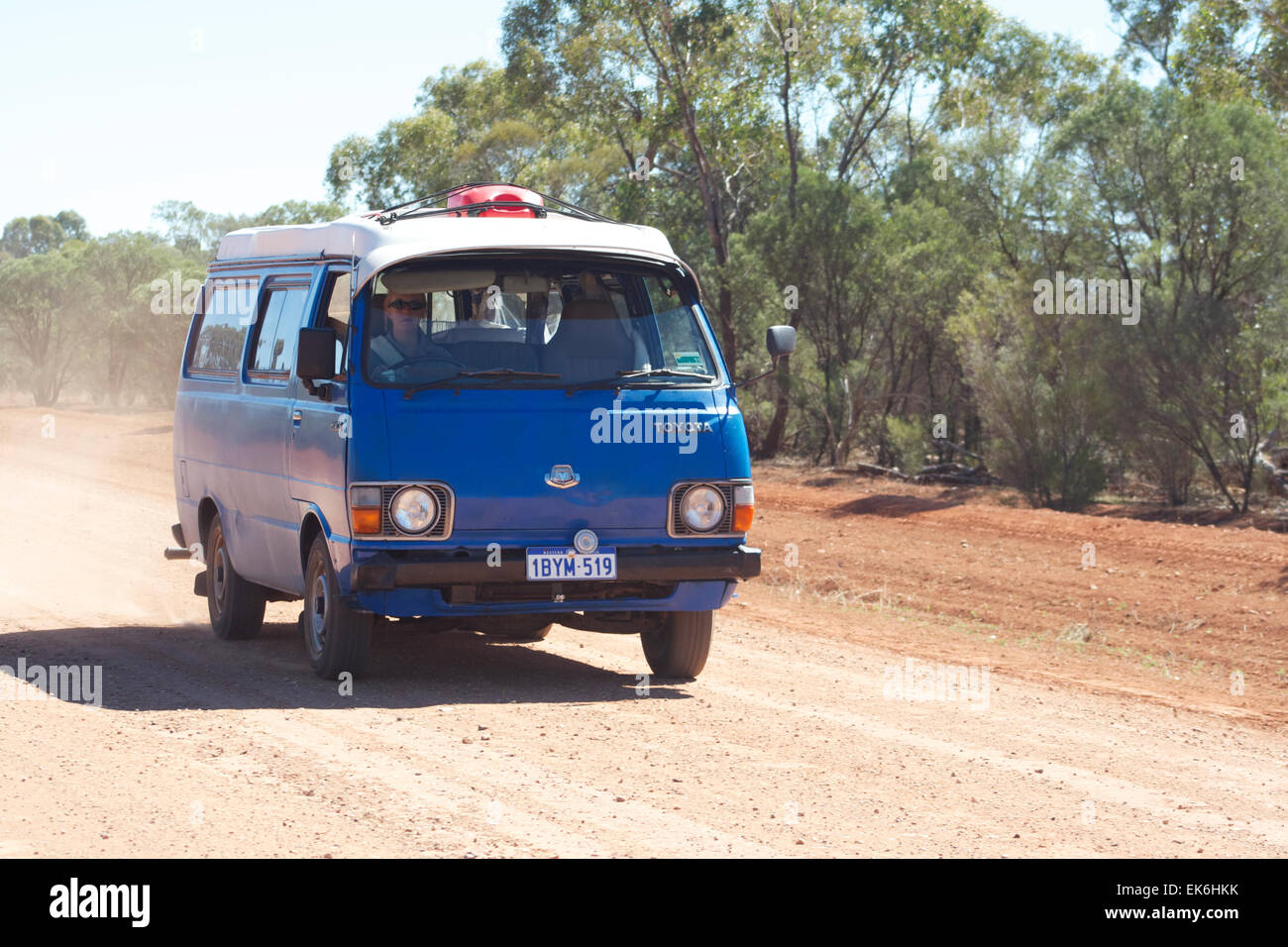 Camper van on Australian outback road Stock Photo - Alamy