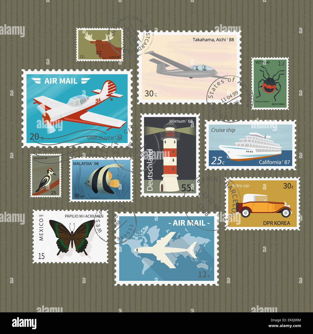 Postage stamps collection Stock Photo Alamy