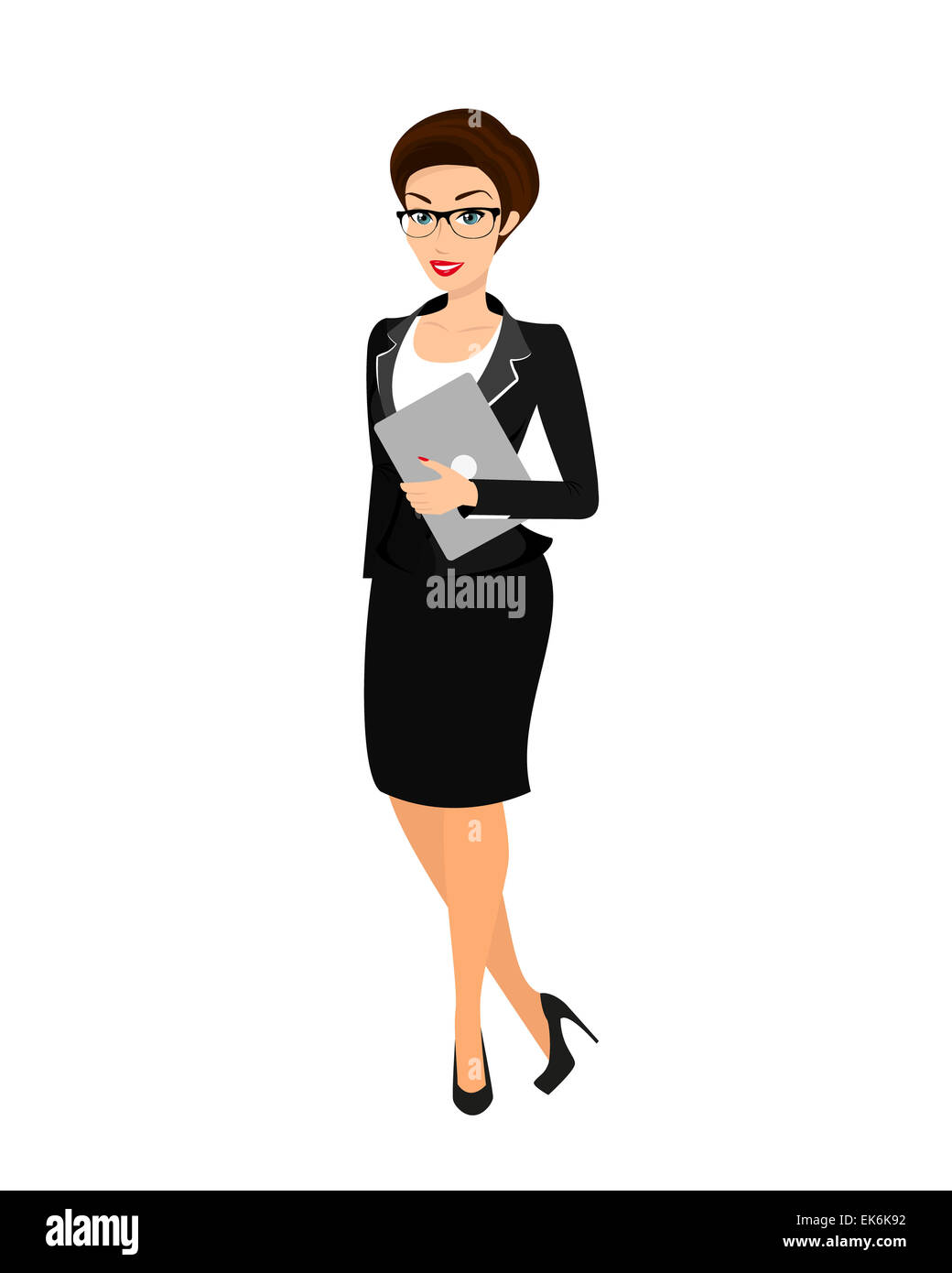 Business woman wearing black suit Stock Photo - Alamy