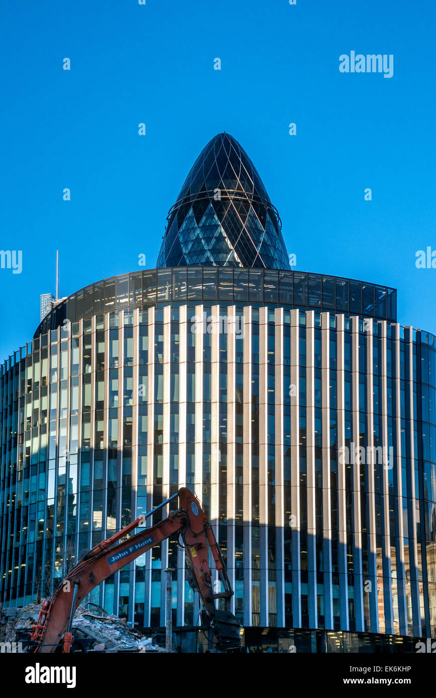 The Gherkin and The Willis Building, City of London, London, Britain Stock Photo