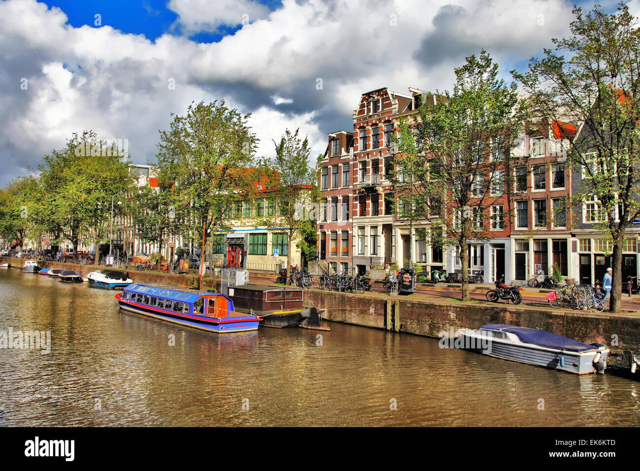 Traditional Holland urban scenery. Amsterdam Stock Photo