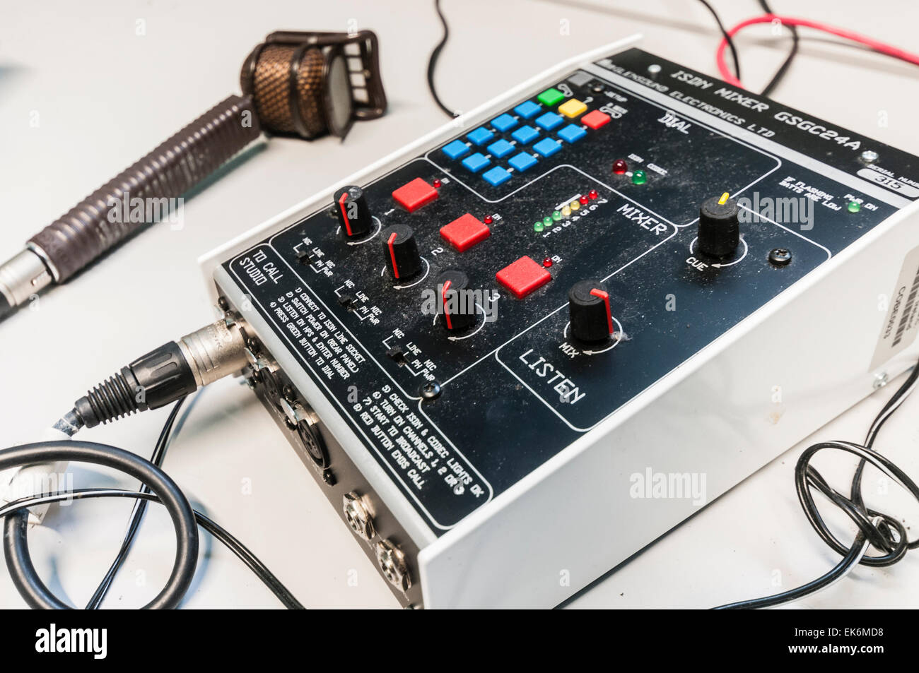 ISDN mixer and microphone used for outside radio broadcasts such as news and sport Stock Photo