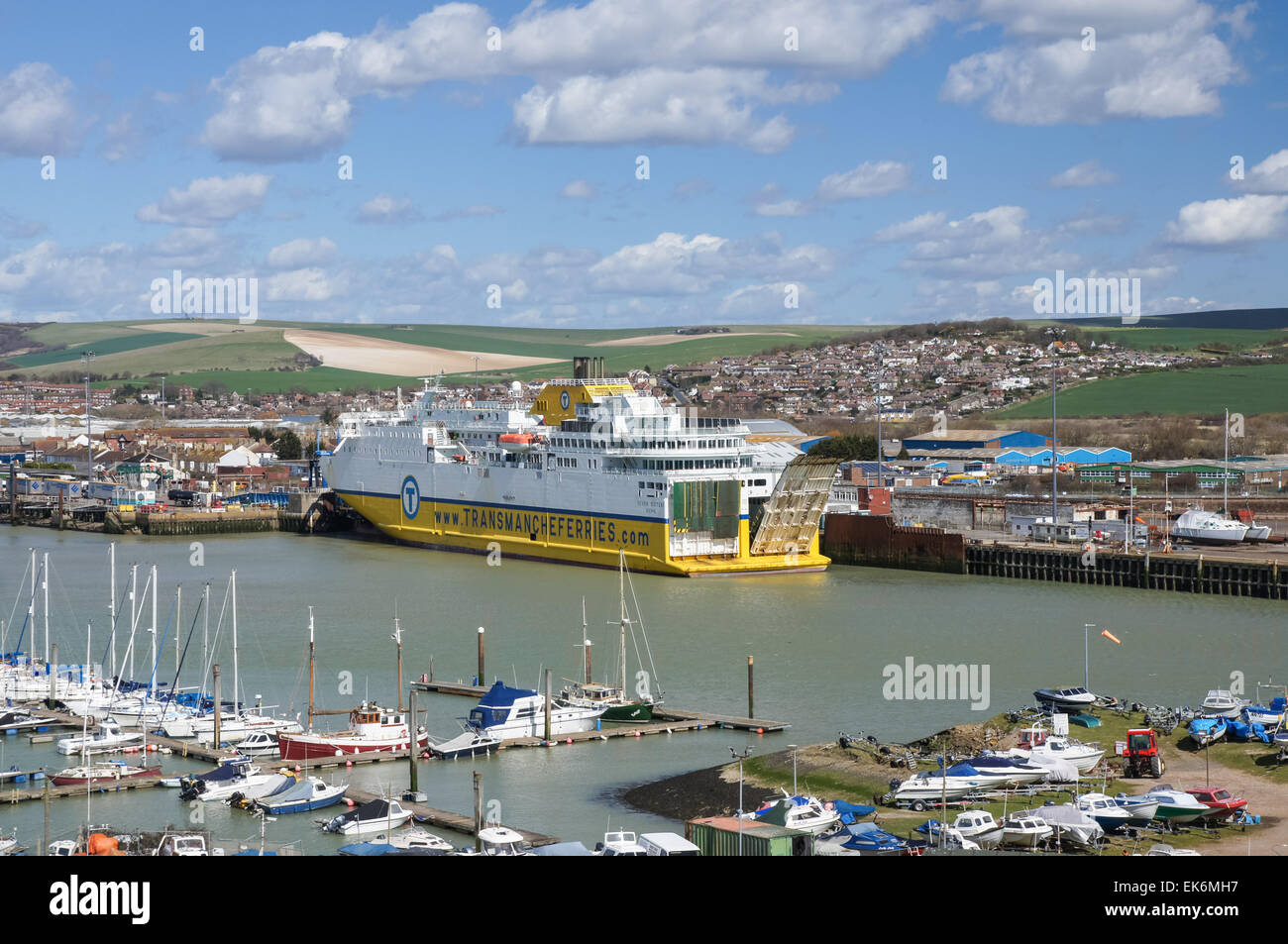 DFDS Seaways ferry at Newhaven Ferry Port in East Sussex England United Kingdom UK Stock Photo