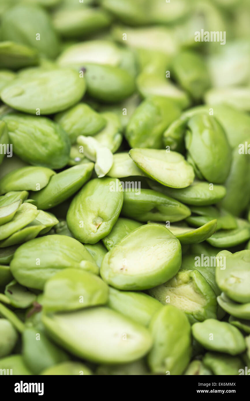 Close up Tropical stinking edible beans (Parkia Speciosa) Stock Photo