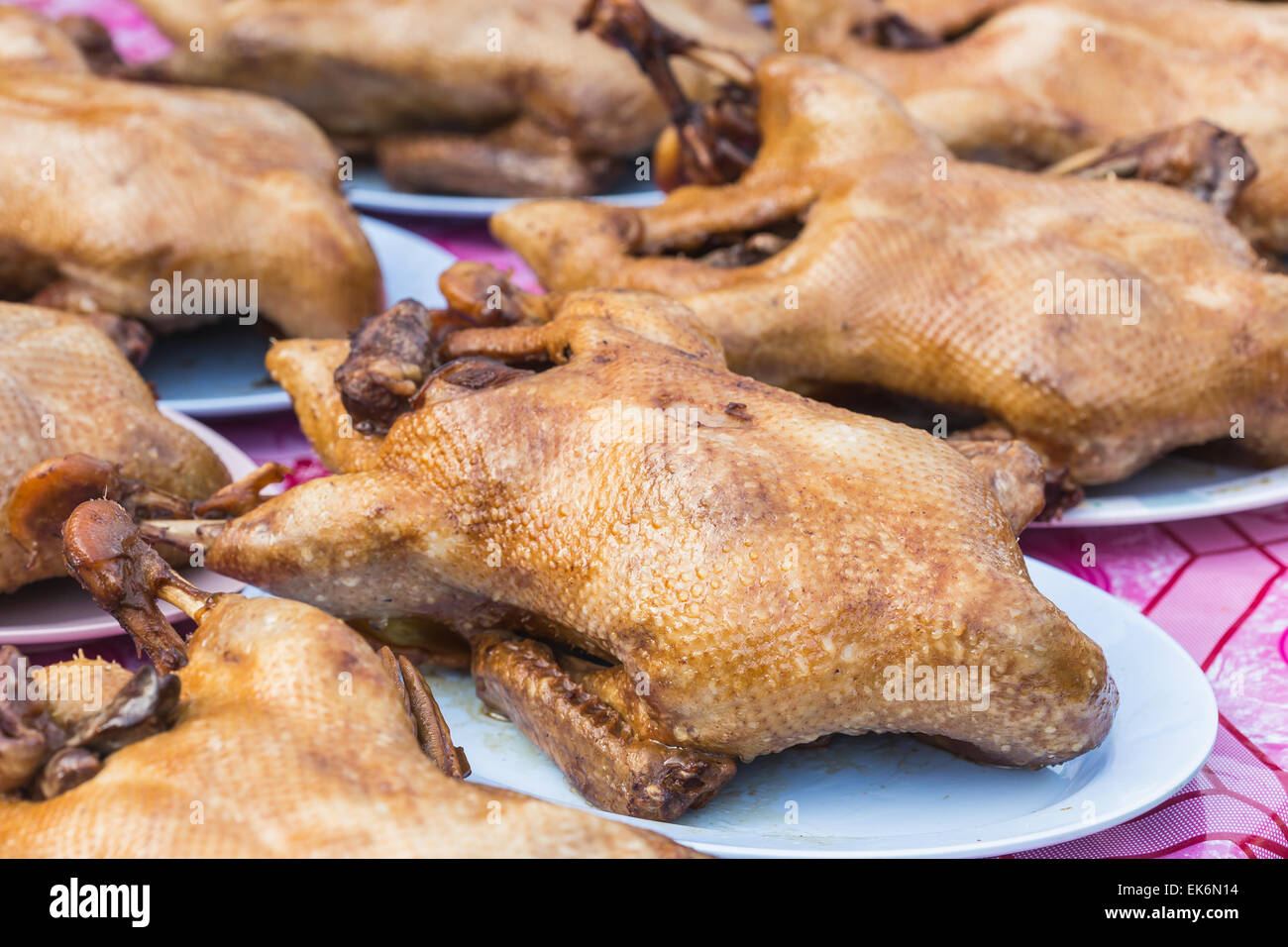 Boiled duck for Chinese New Year in market, Thailand Stock Photo