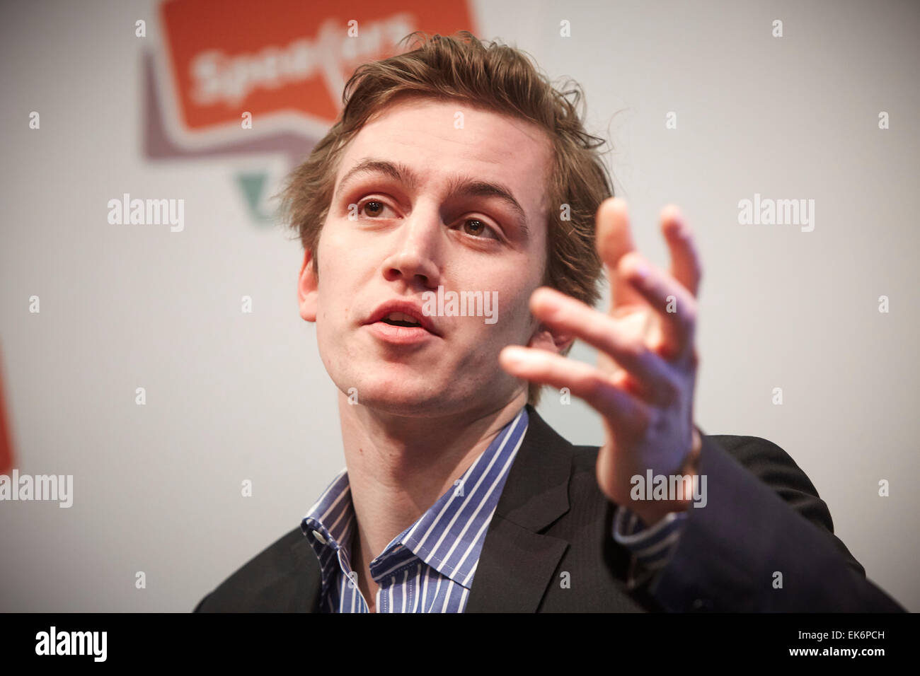 Harry Lambert, Founder and Editor May2015.com taking part in Speakers for Schools Campaign #S4SNextGen launch event Stock Photo