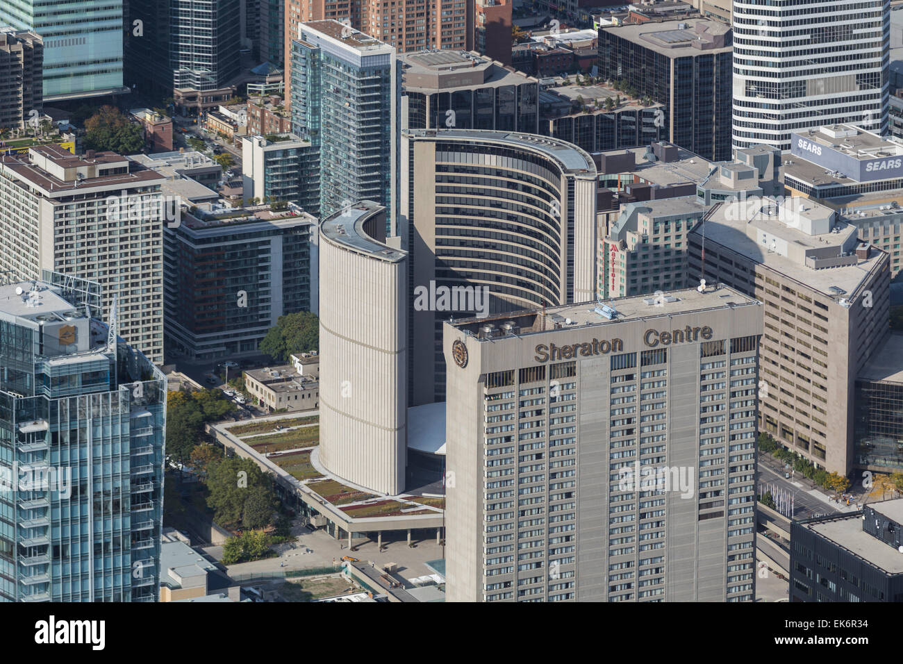 New City Hall from the CN Tower, Toronto, Ontario, Canada Stock Photo