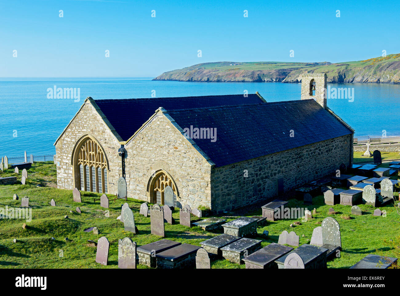 St Hywyn's Church at Aberdaron, North Wales UK Stock Photo