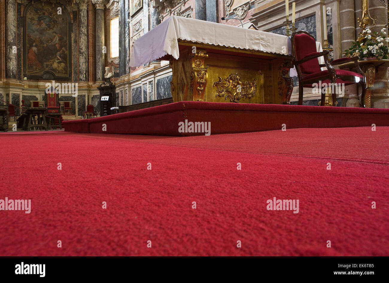 Evora's cathedral main altar carpet , Portugal Stock Photo