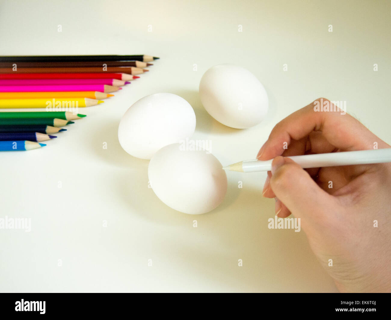 looks like drawing eggs with the colored pencil Stock Photo Alamy