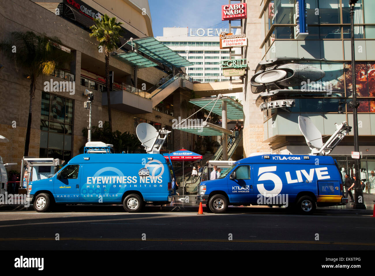 News vans, Hollywood Boulevard, Los Angeles, California Stock Photo Alamy