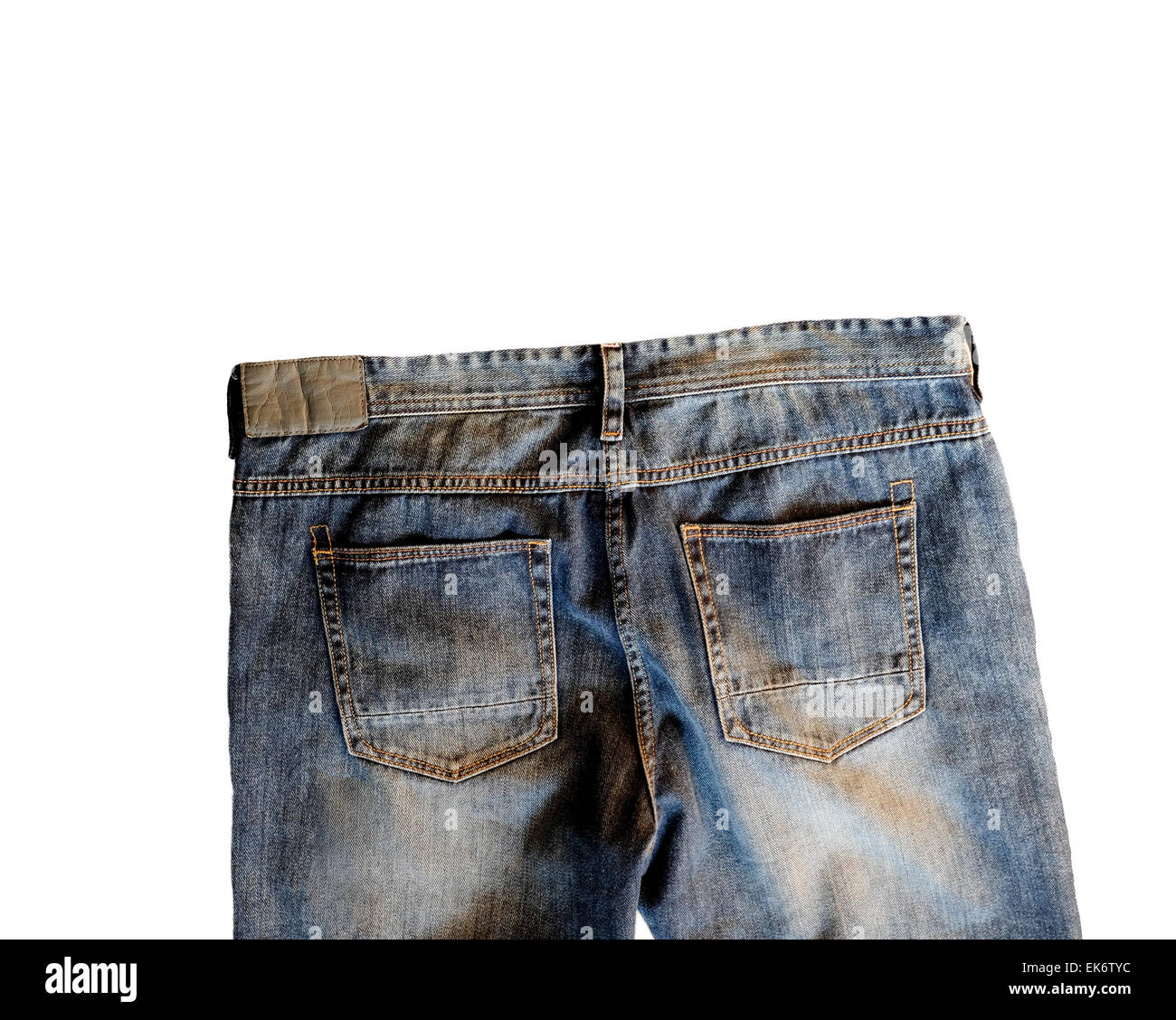 Jeans rear view isolated on white Stock Photo